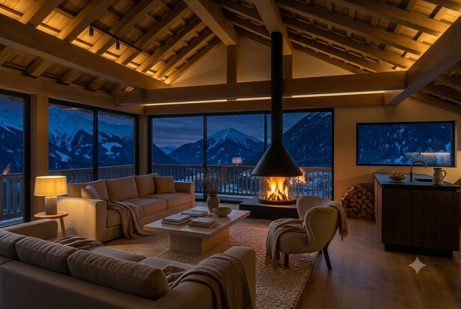 The living floor at dusk